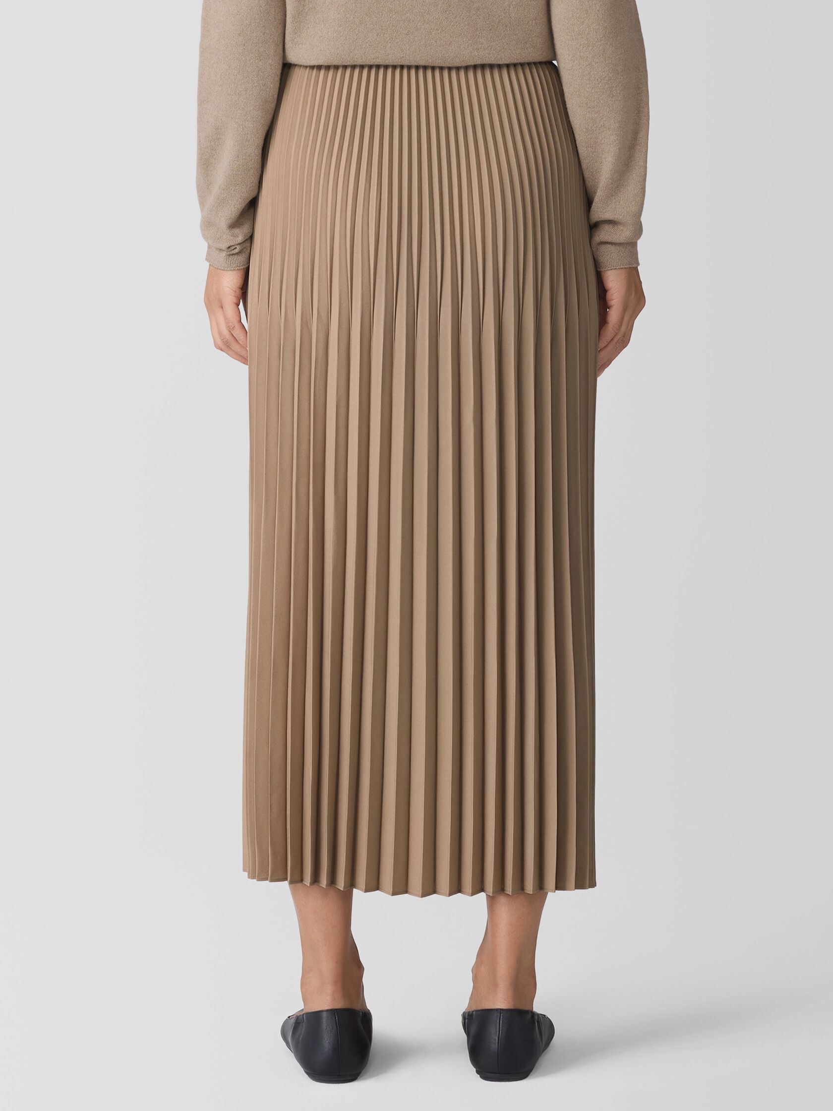 Woven Wool Silk A-Line Skirt