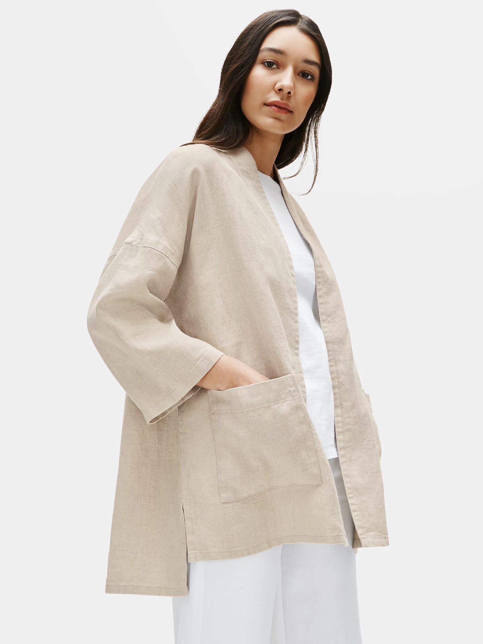 Heavy Organic Linen 3/4-Sleeve Jacket