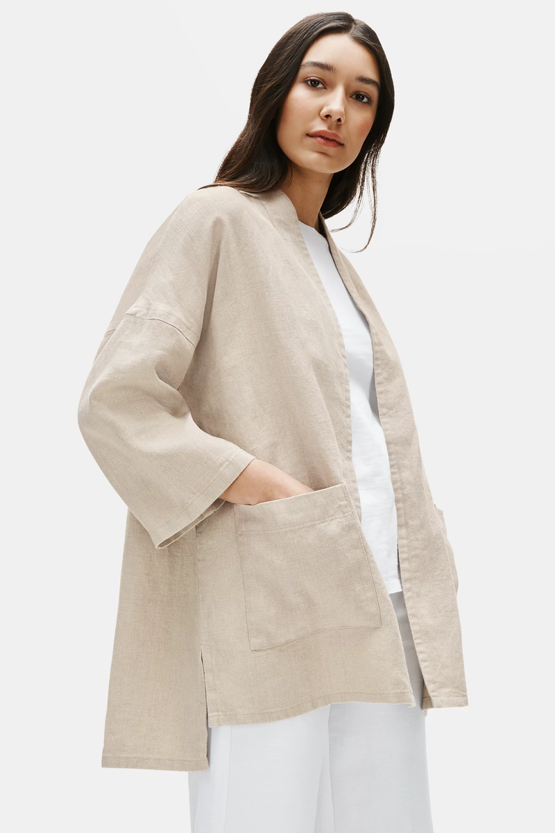 Heavy Organic Linen 3/4-Sleeve Jacket