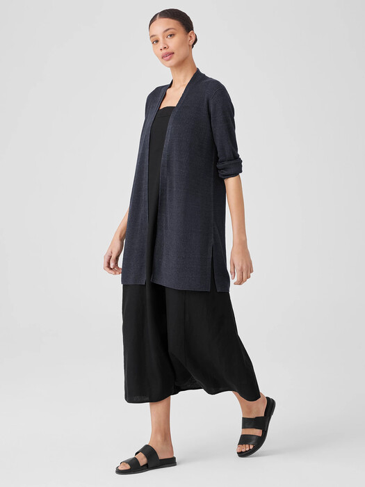 Organic Linen Délavé Rib Long Cardigan