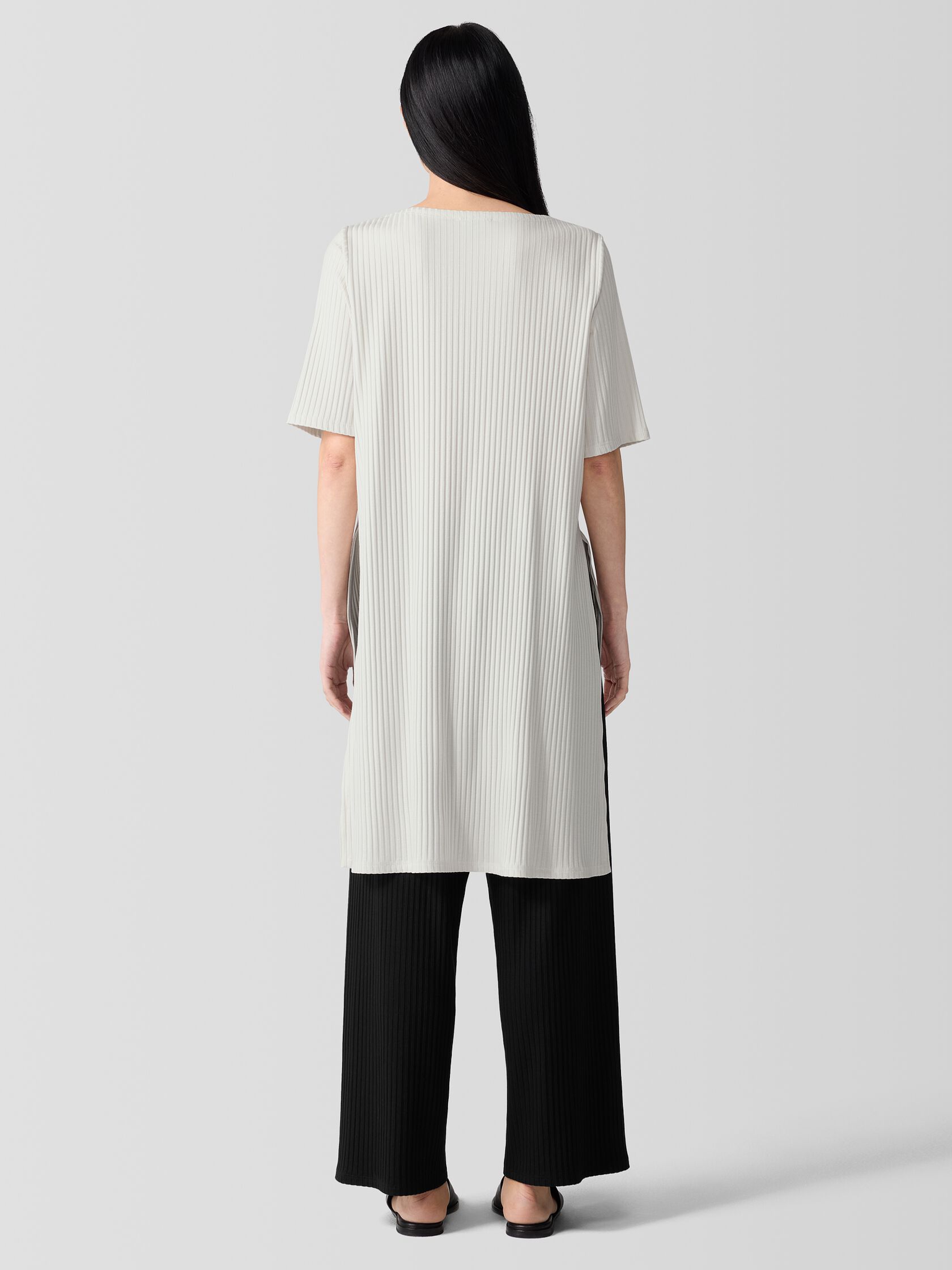 Textured Stretch Rib Ballet Neck Top