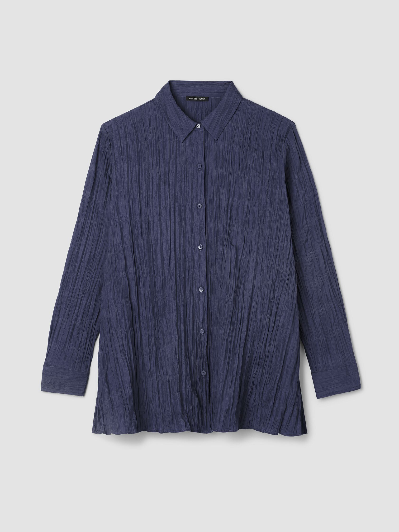 Crinkle Silk Habutai Classic Collar Shirt