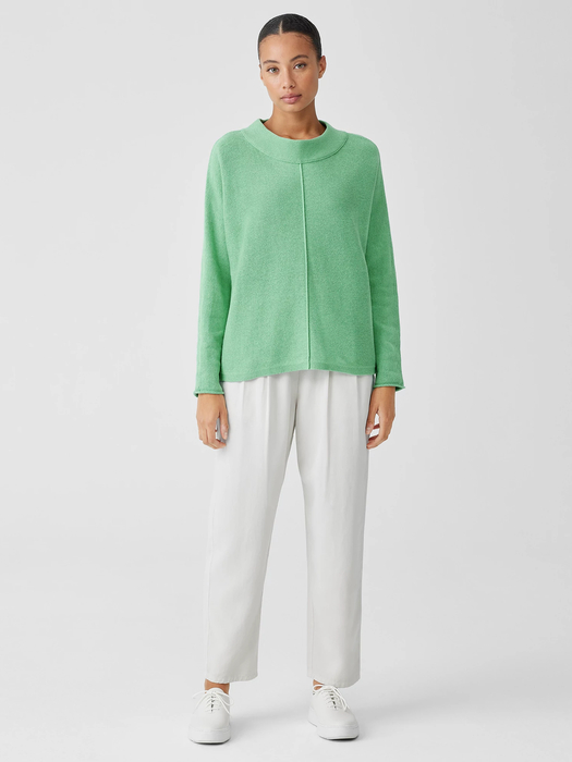 Cotton and Recycled Cashmere Mock Neck Top