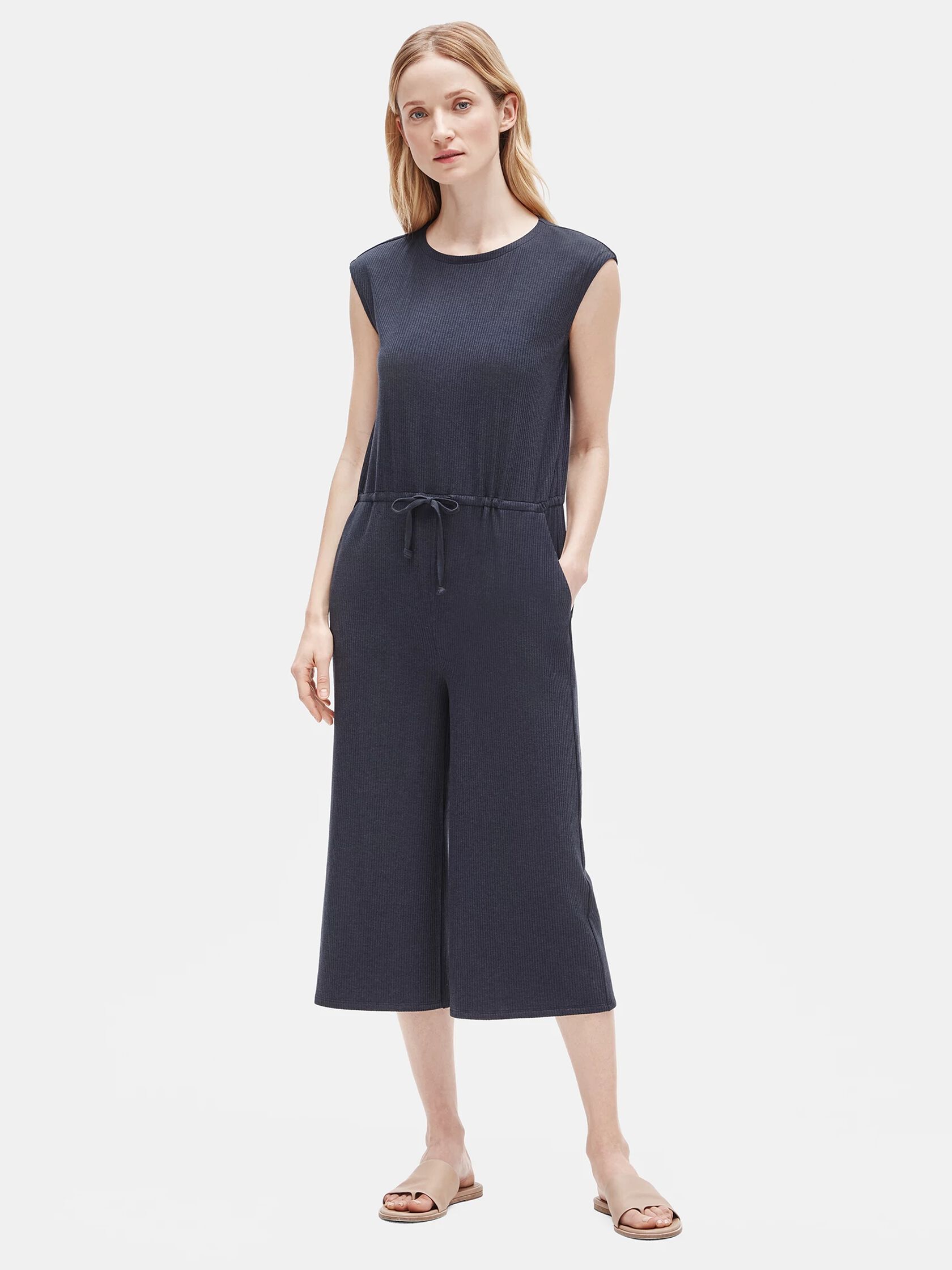 Tencel Rib Cropped Jumpsuit
