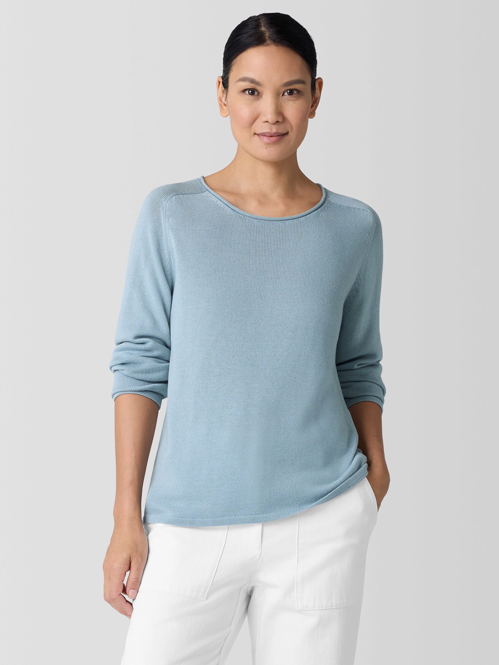Peruvian Cotton Blend Crew Neck Top