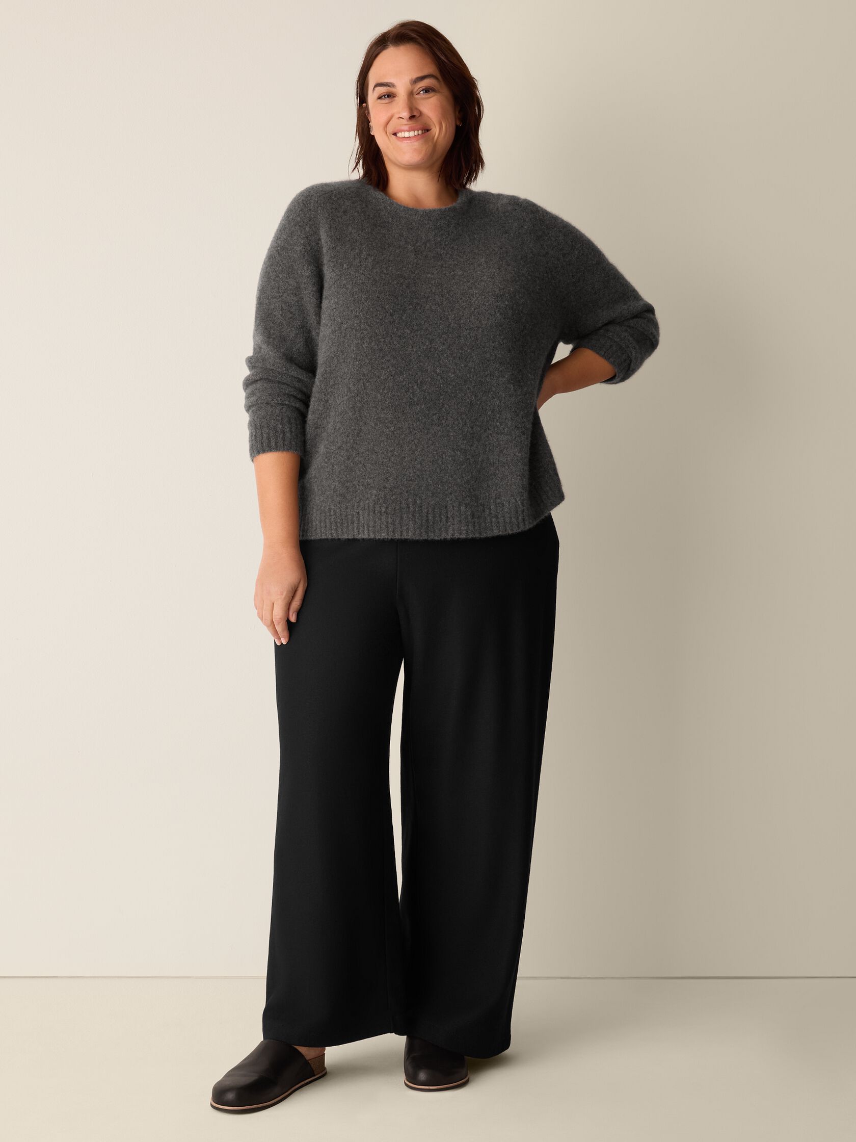 Felted Wool Jersey Wide-Leg Pant in Regenerative Wool