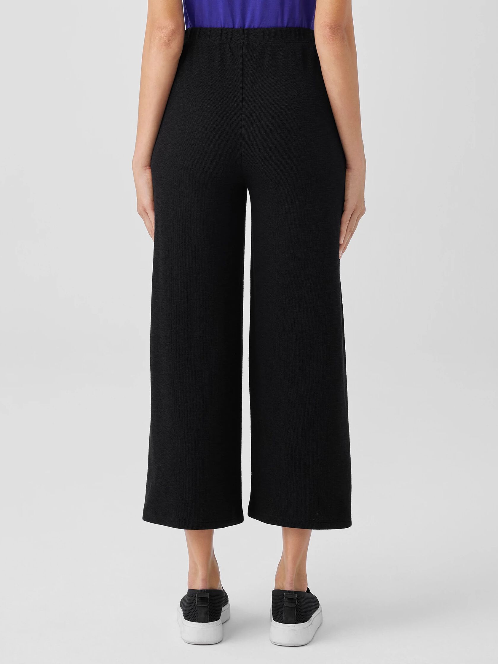 Organic Cotton Slubby Rib Knit Wide-Leg Pant
