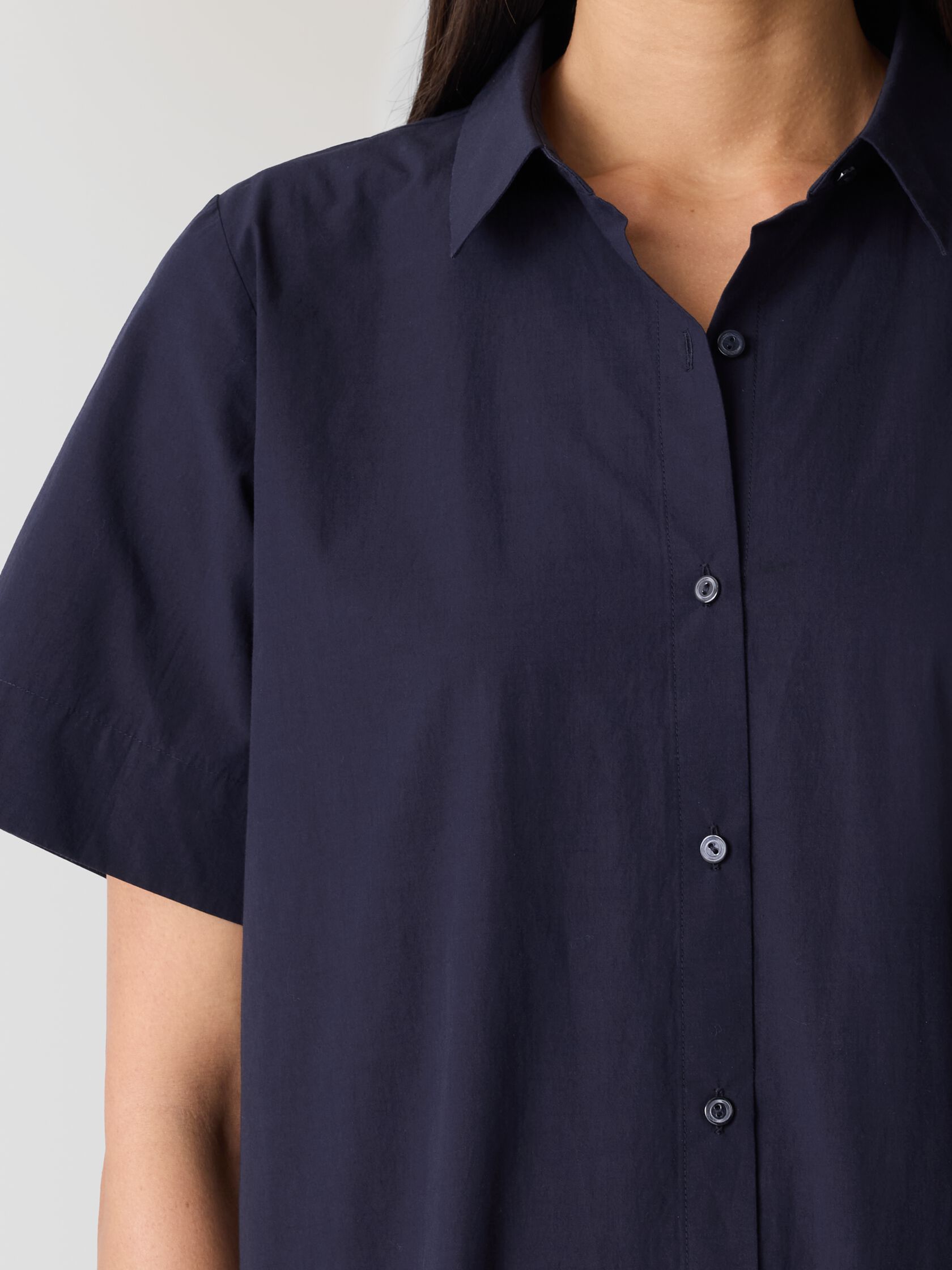 Washed Organic Cotton Poplin Classic Collar Shirtdress