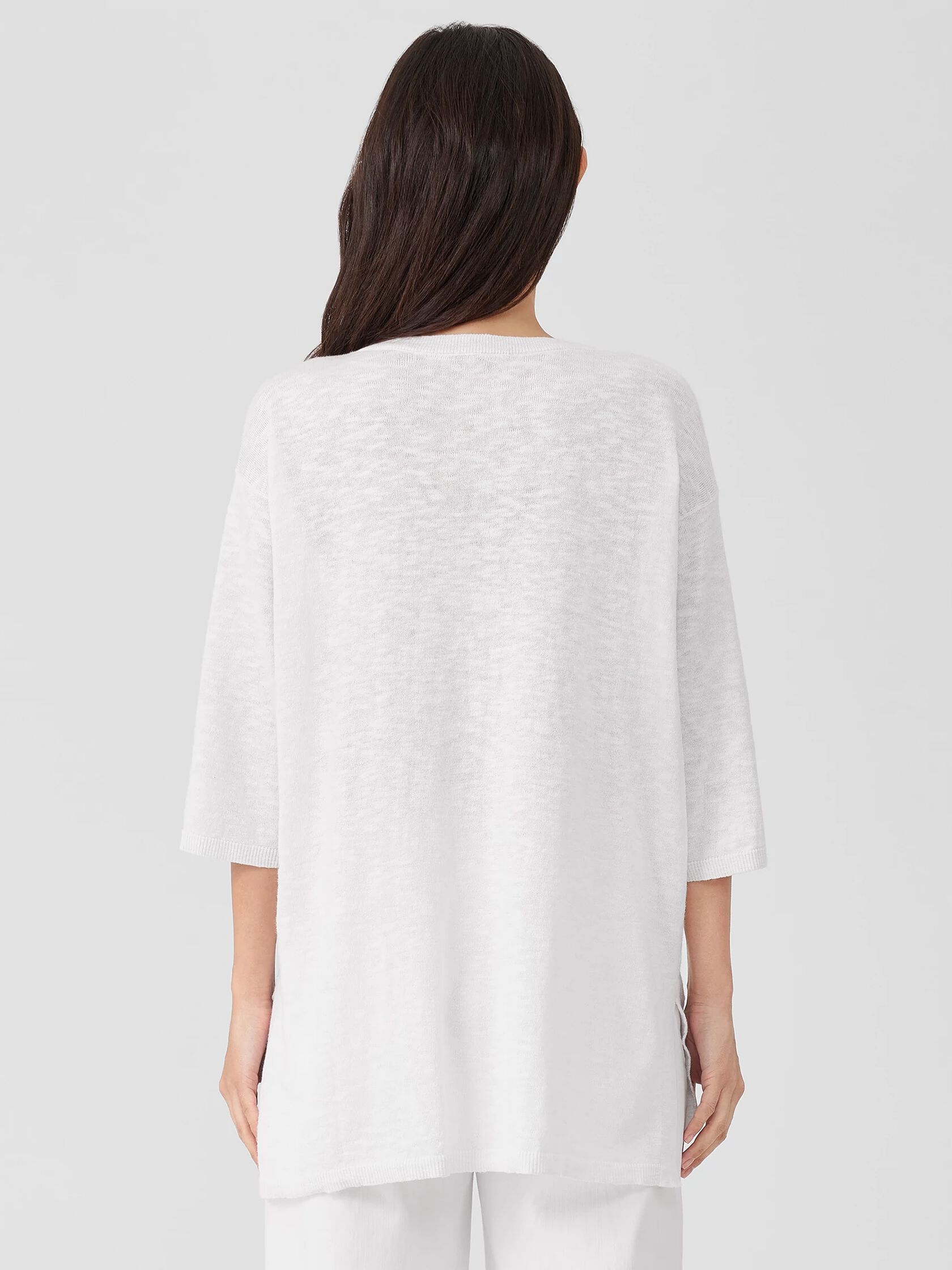 Organic Linen Cotton Slub Crew Neck Long Top