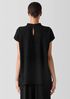 Woven Plissé Mock Neck Top