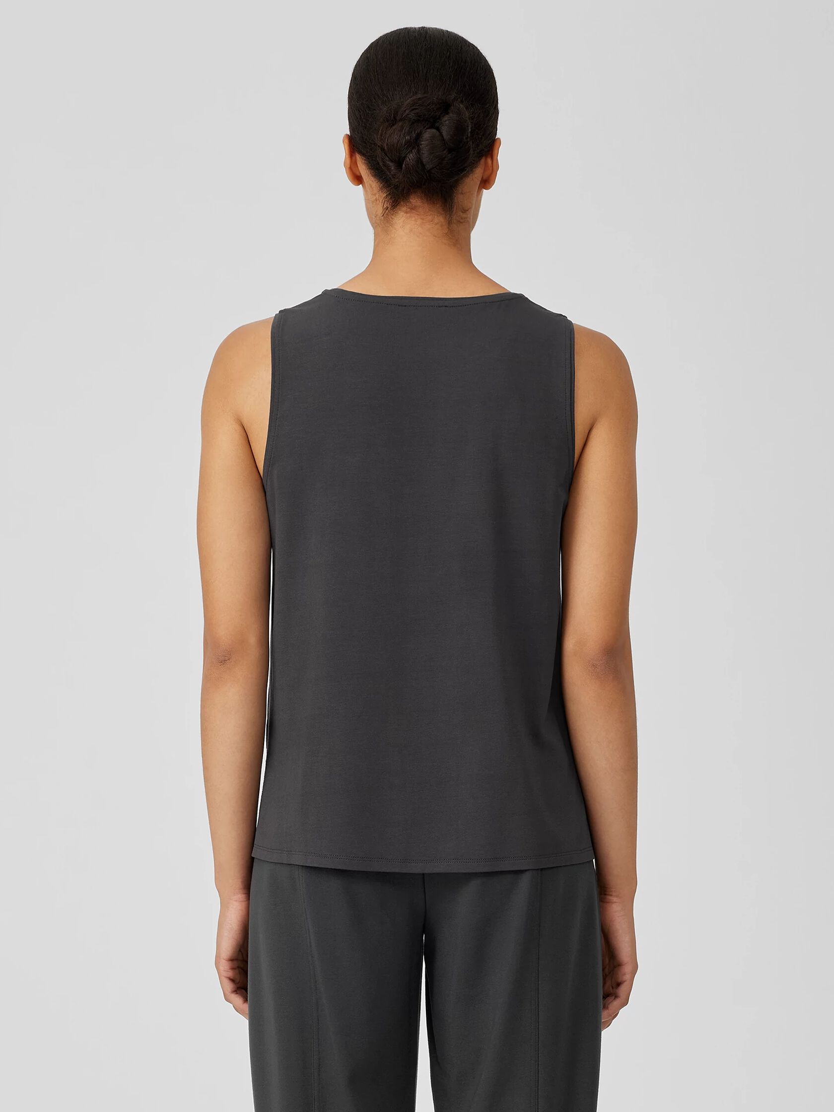 Stretch Jersey Knit Jewel Neck Tank