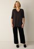 Fine Stretch Jersey Knit V-Neck Long Top