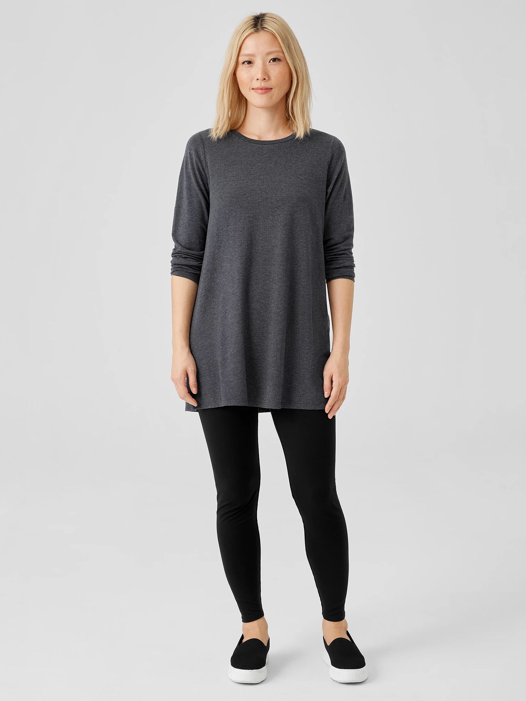 Fine Jersey Crew Neck Long Top