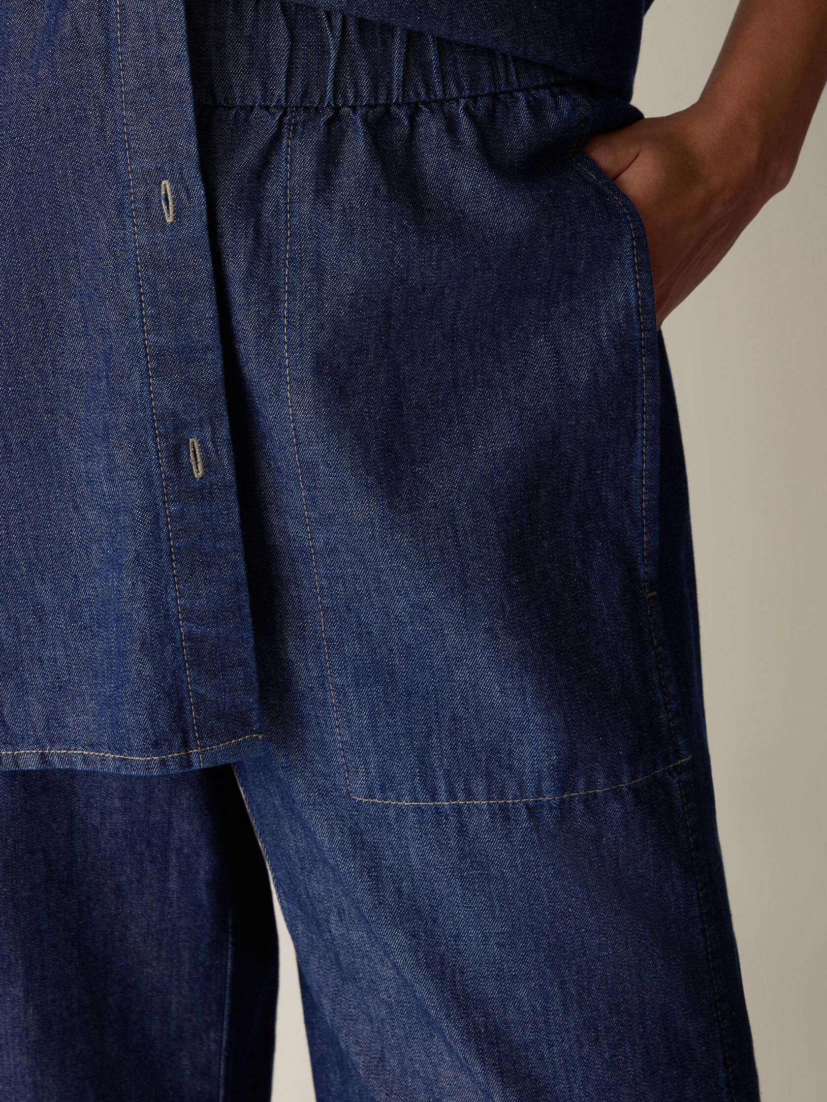 Lightweight Organic Cotton Denim Wide-Leg Pant