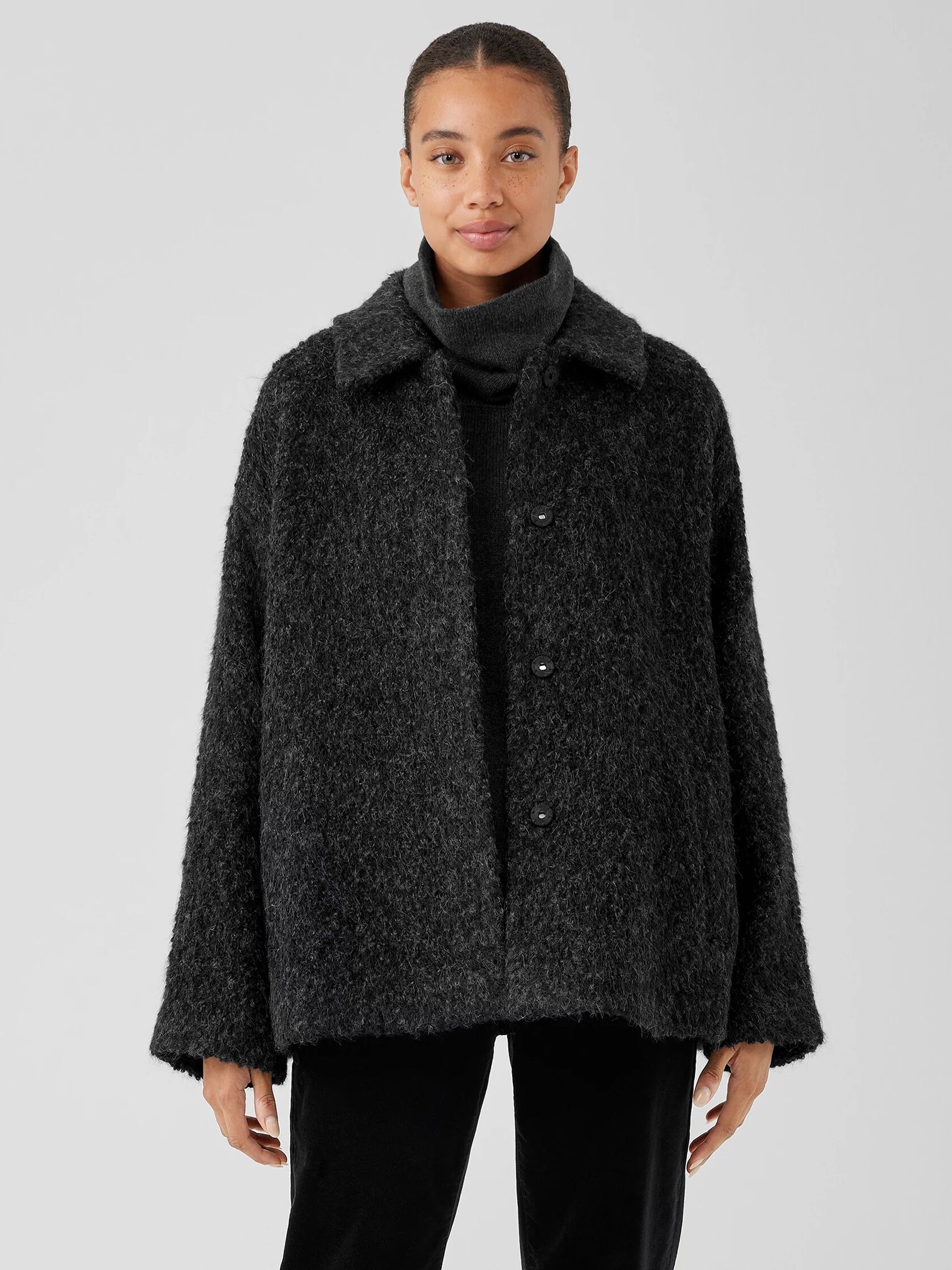 Alpaca Boucle Classic Collar Short Coat