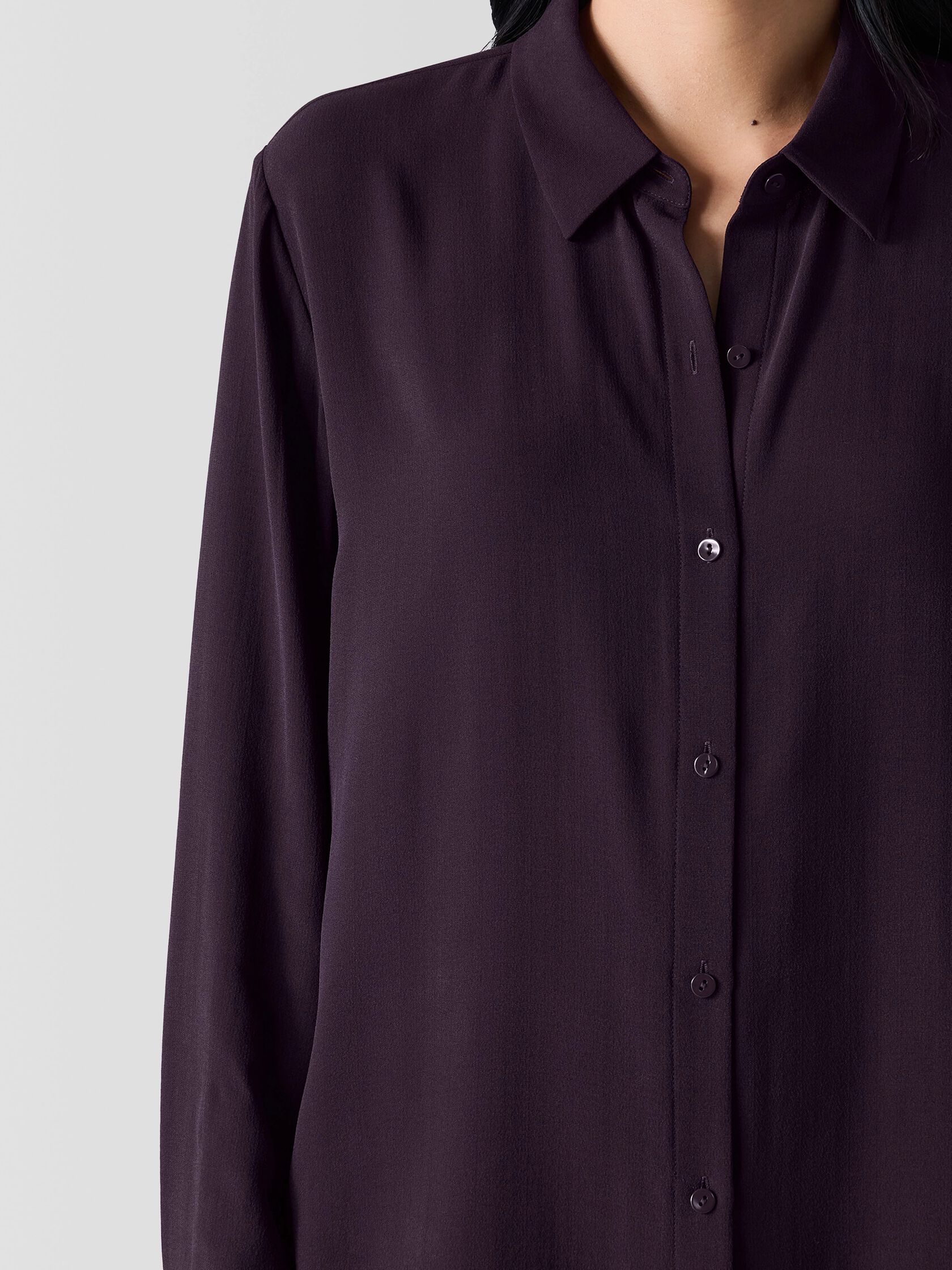 Silk Georgette Crepe Classic Collar Shirt