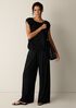Stretch Jersey Knit Full-Length Wide Pant