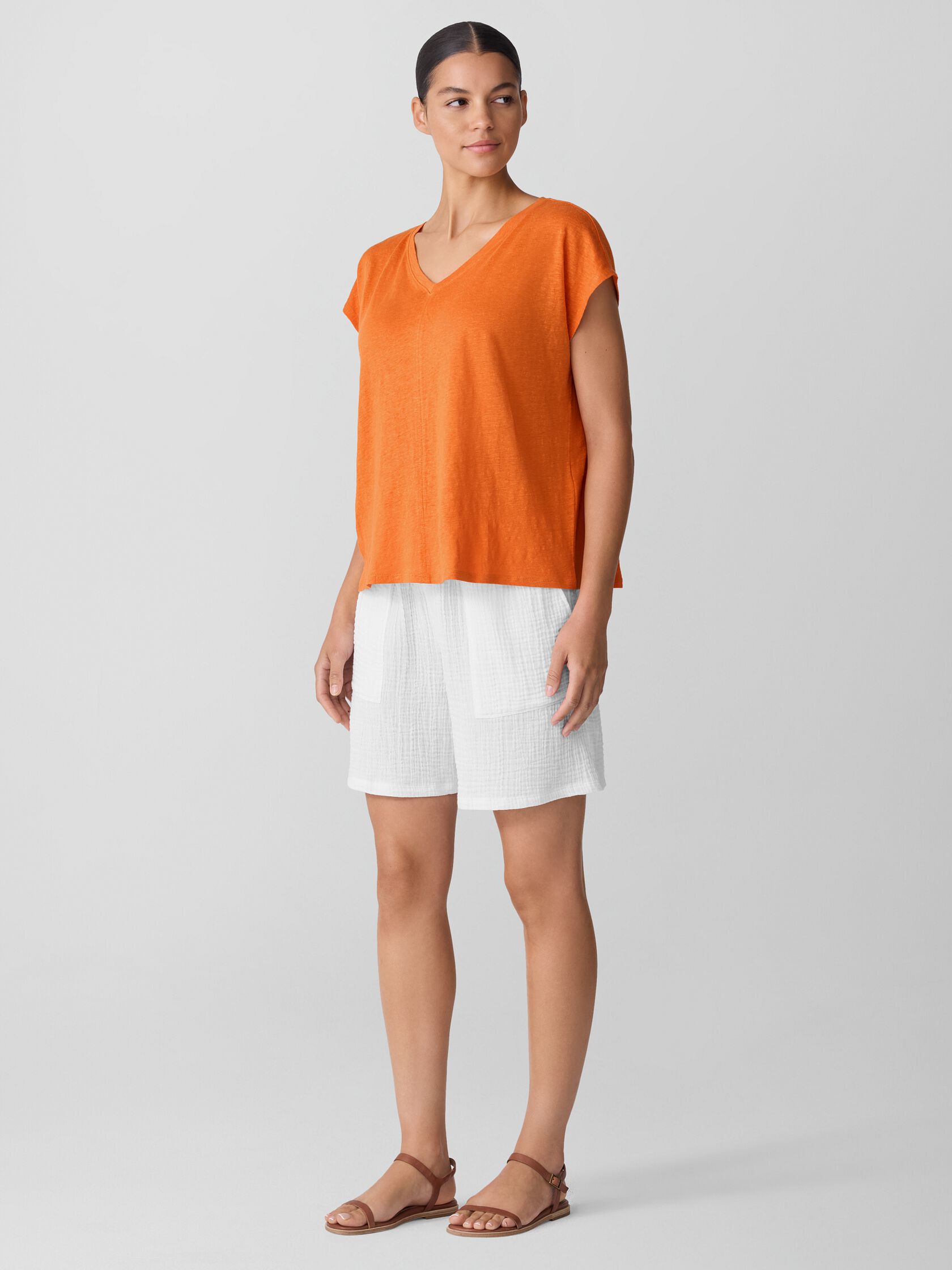 Organic Linen Jersey V-Neck Tee