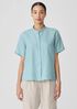 Organic Handkerchief Linen Band Collar Short-Sleeve Shirt