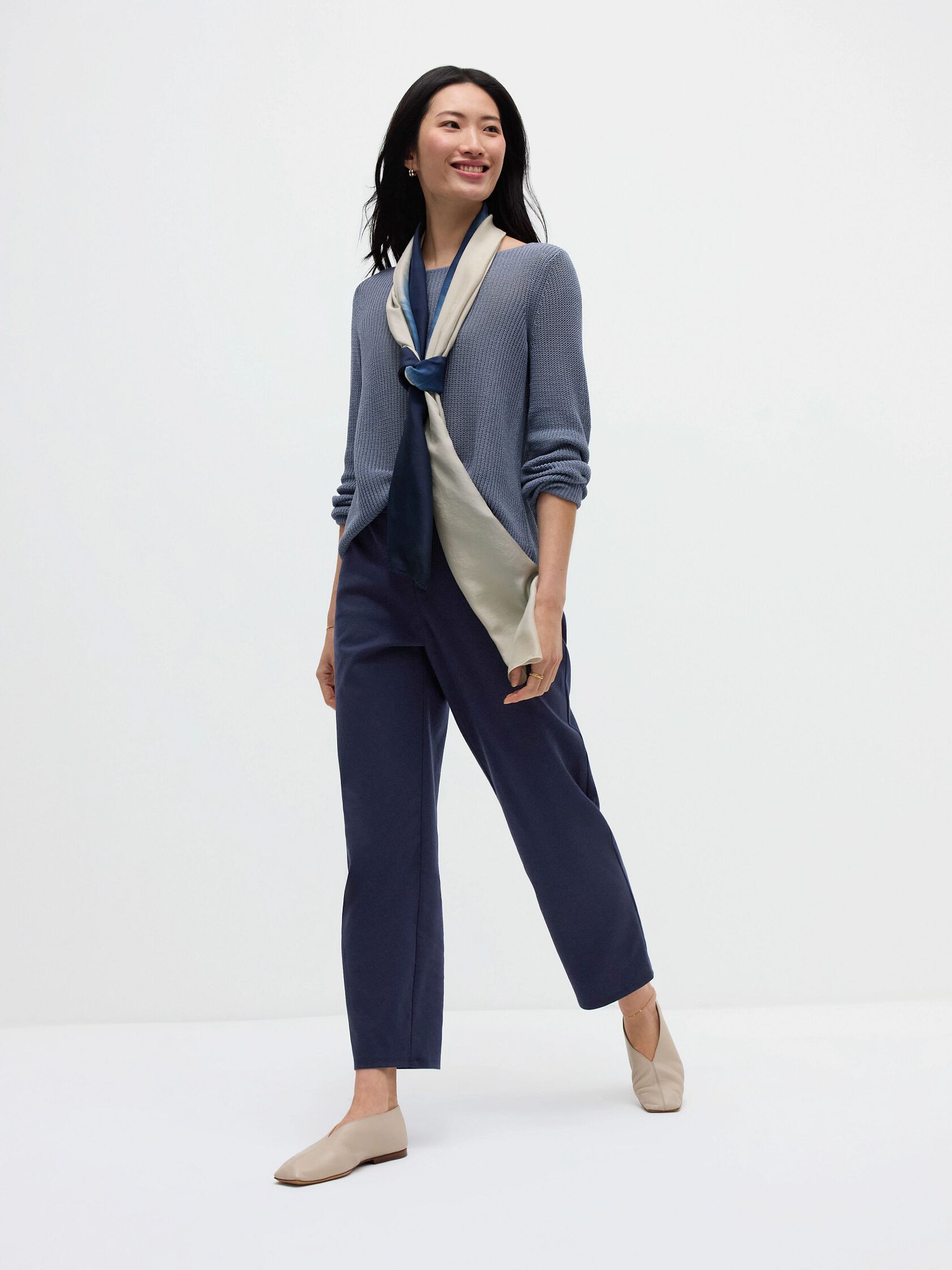 Cotton Silk Cord Ballet Neck Top