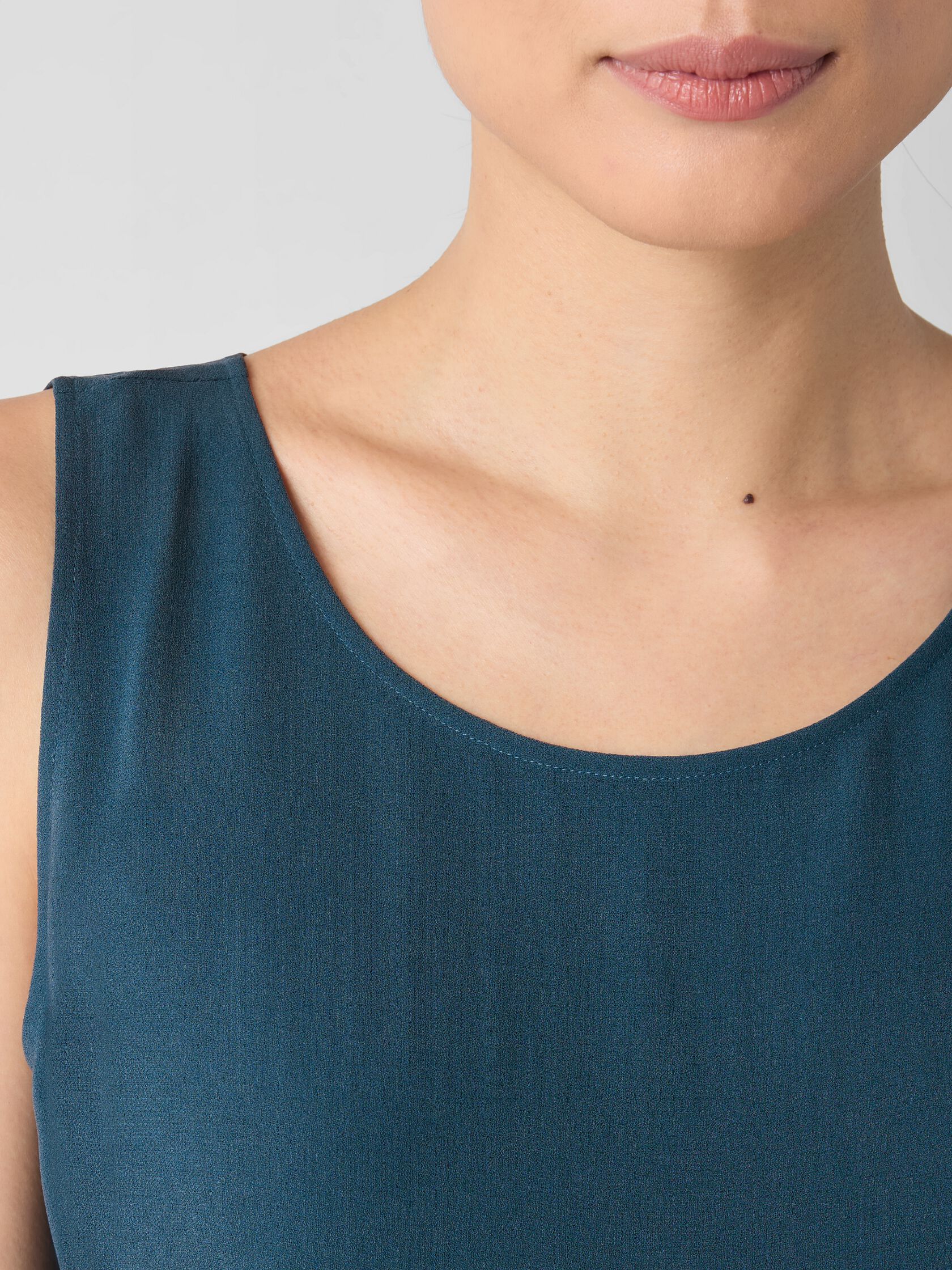 Silk Georgette Crepe Ballet Neck Long Tank