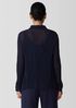 Crinkled Sheer Silk Georgette Classic Collar Shirt
