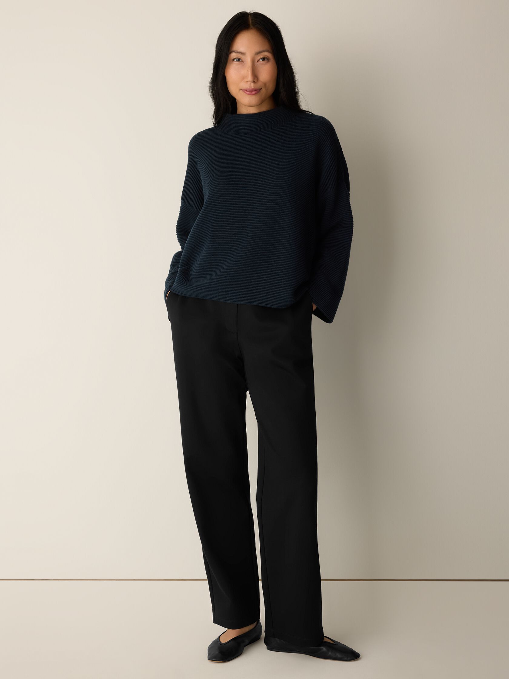 Peruvian Cotton Blend Funnel Neck Top