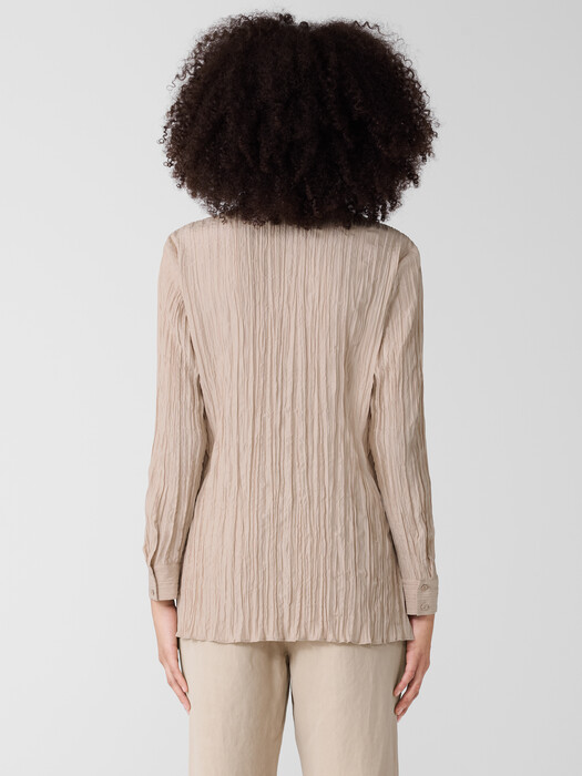 Crinkle Silk Habutai Classic Collar Shirt