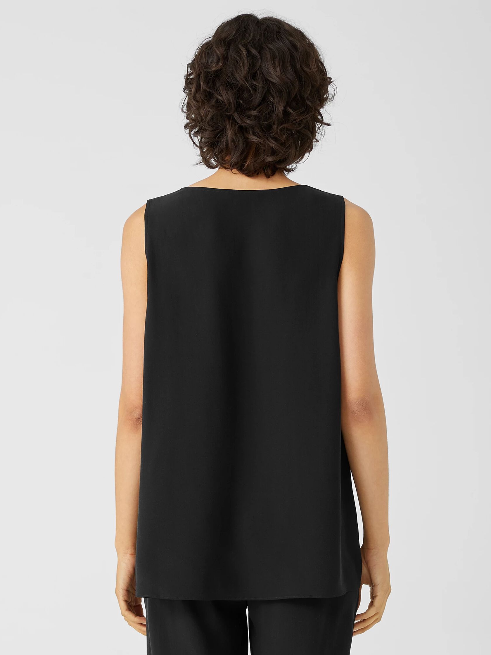 Silk Georgette Crepe Pleated Tank