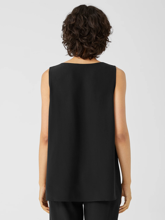 Silk Georgette Crepe Pleated Tank