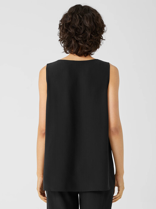 Silk Georgette Crepe Pleated Tank