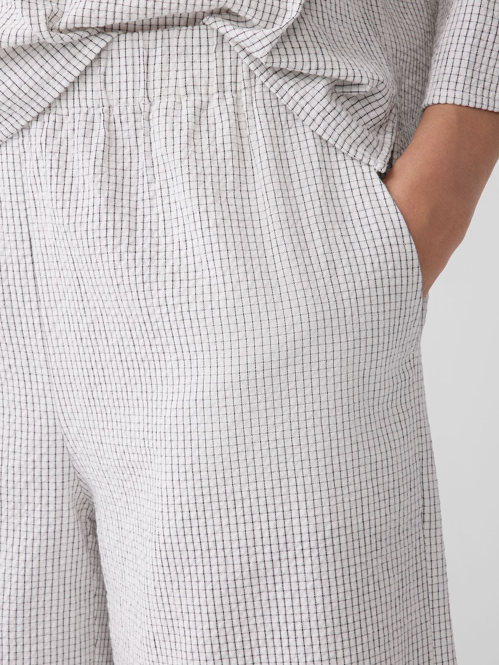 Organic Cotton Ripple Checkered Wide-Leg Pant