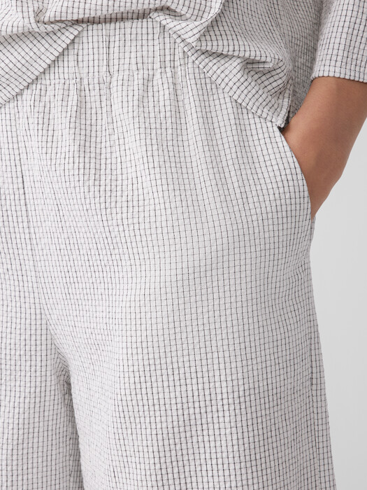 Organic Cotton Ripple Checkered Wide-Leg Pant