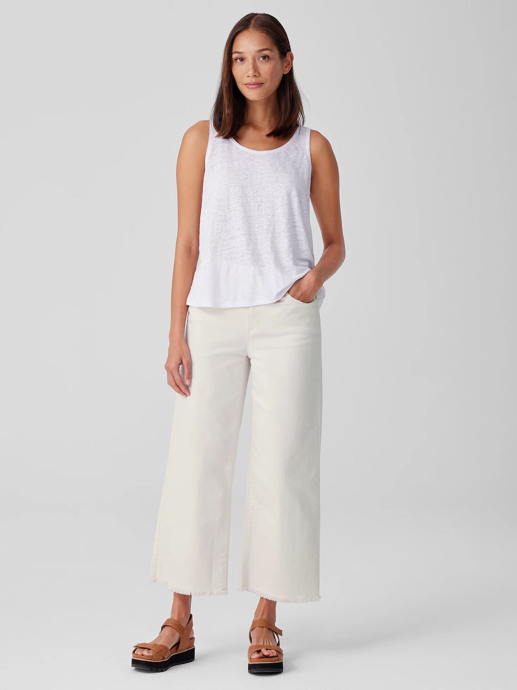 Undyed Organic Cotton Denim Wide-Leg Jean