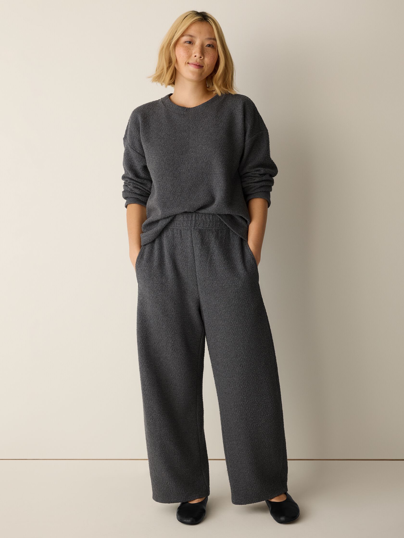 Organic Cotton Boucle Knit Barrel Pant