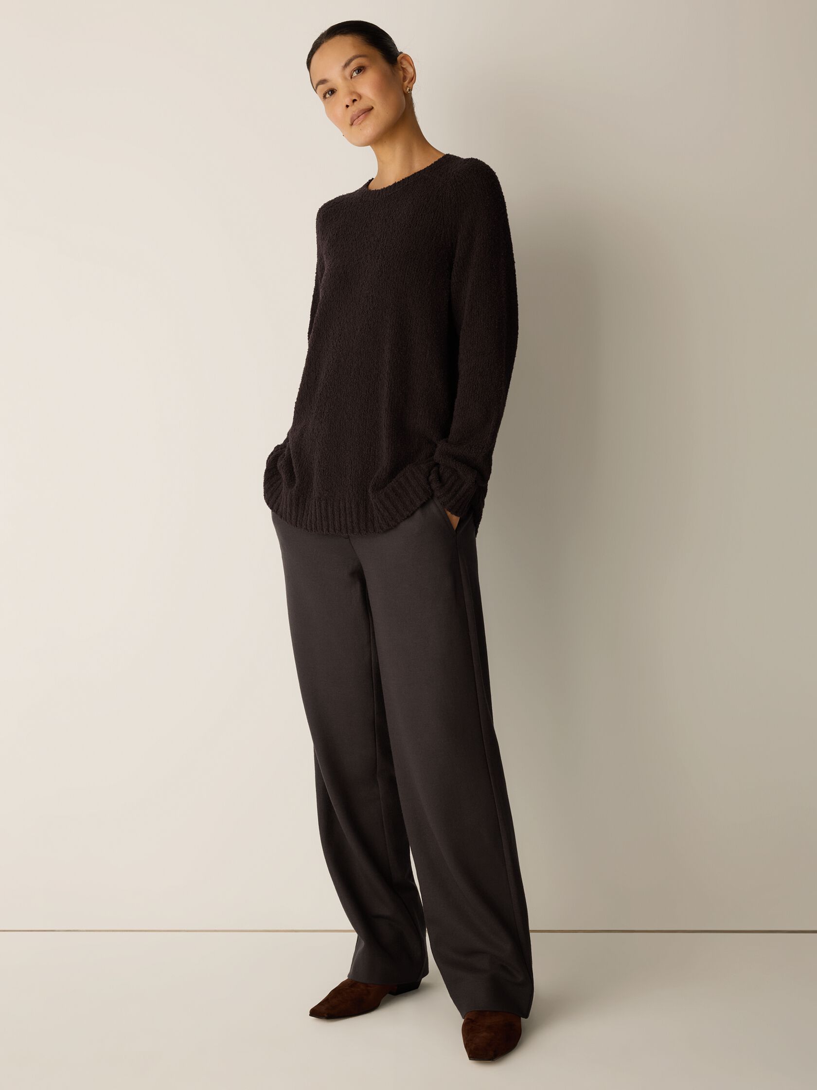 Organic Cotton Fluff Crew Neck Long Top
