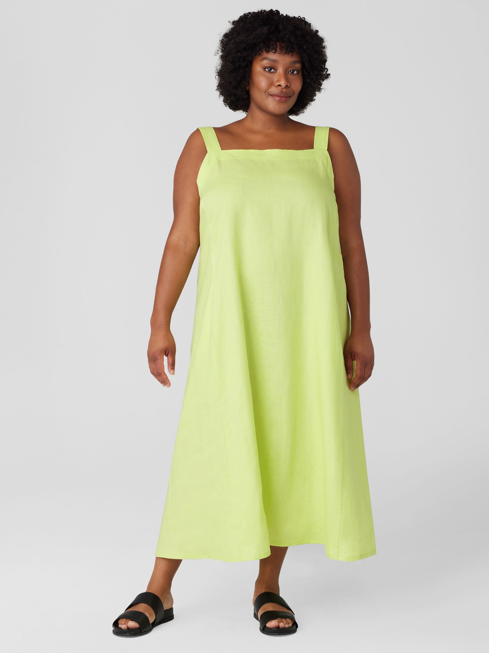 Organic Linen Square Neck Dress