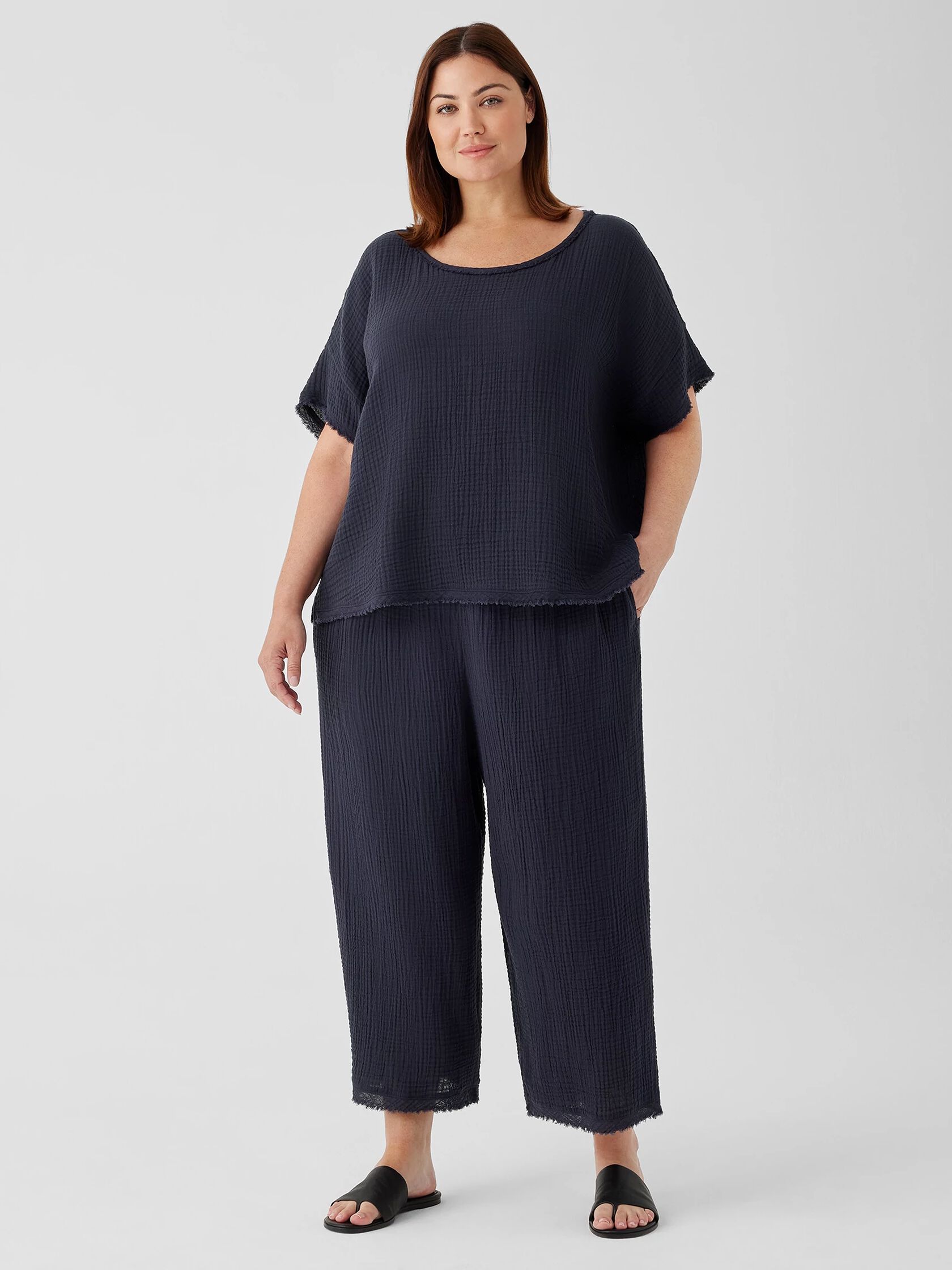 Organic Cotton Gauze Wide-Leg Pant