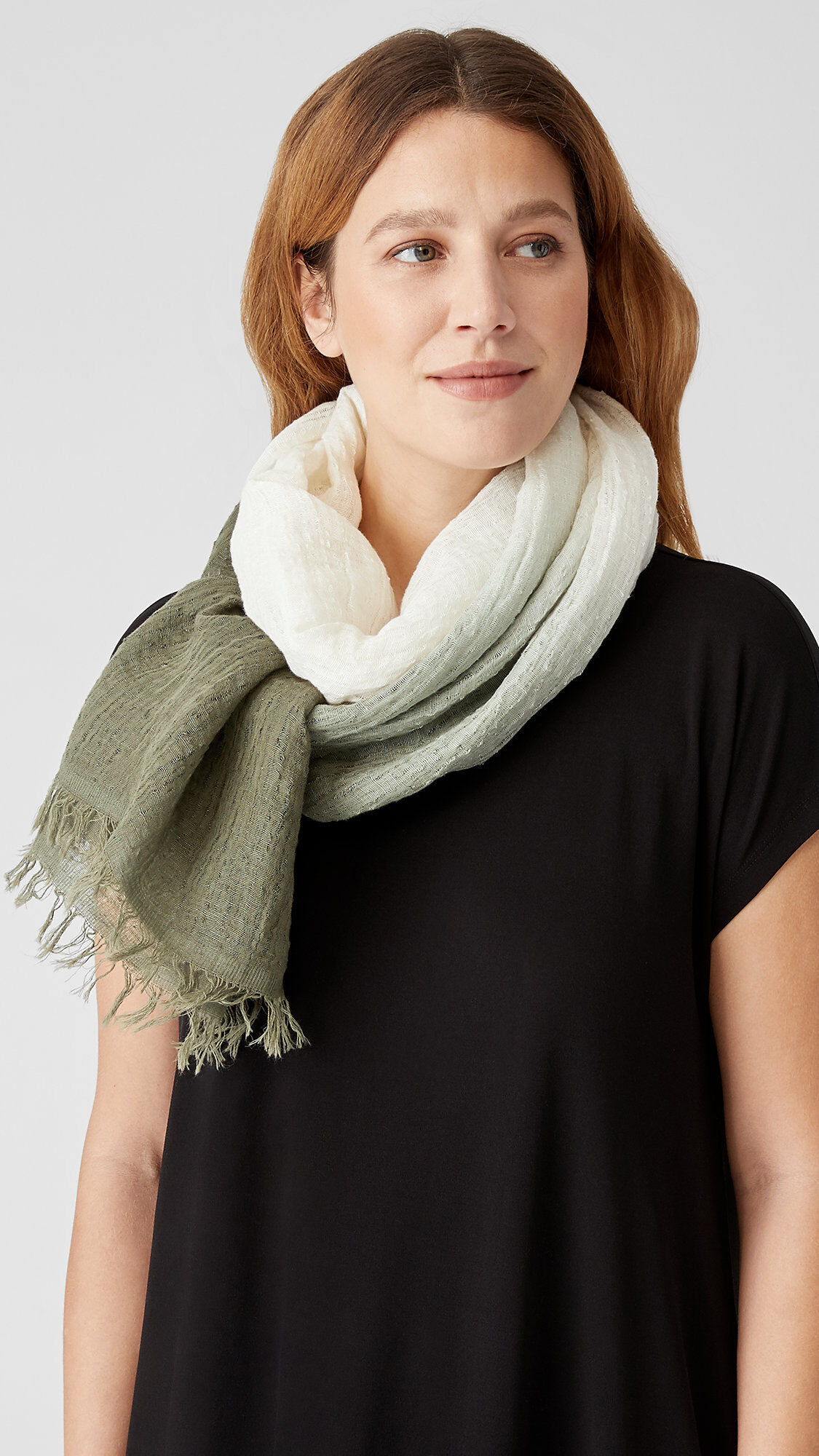 Organic Linen Cotton Ombre Scarf EILEEN FISHER