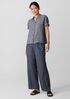 Puckered Organic Linen Band Collar Shirt