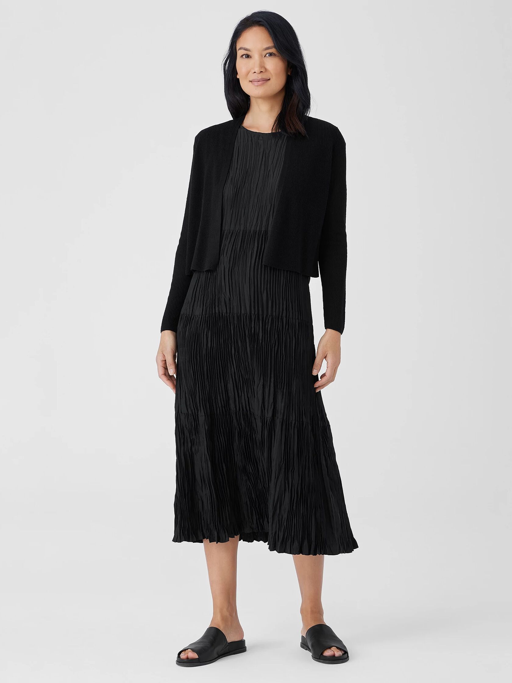 Organic Linen Cotton Airy Tuck Cropped Cardigan