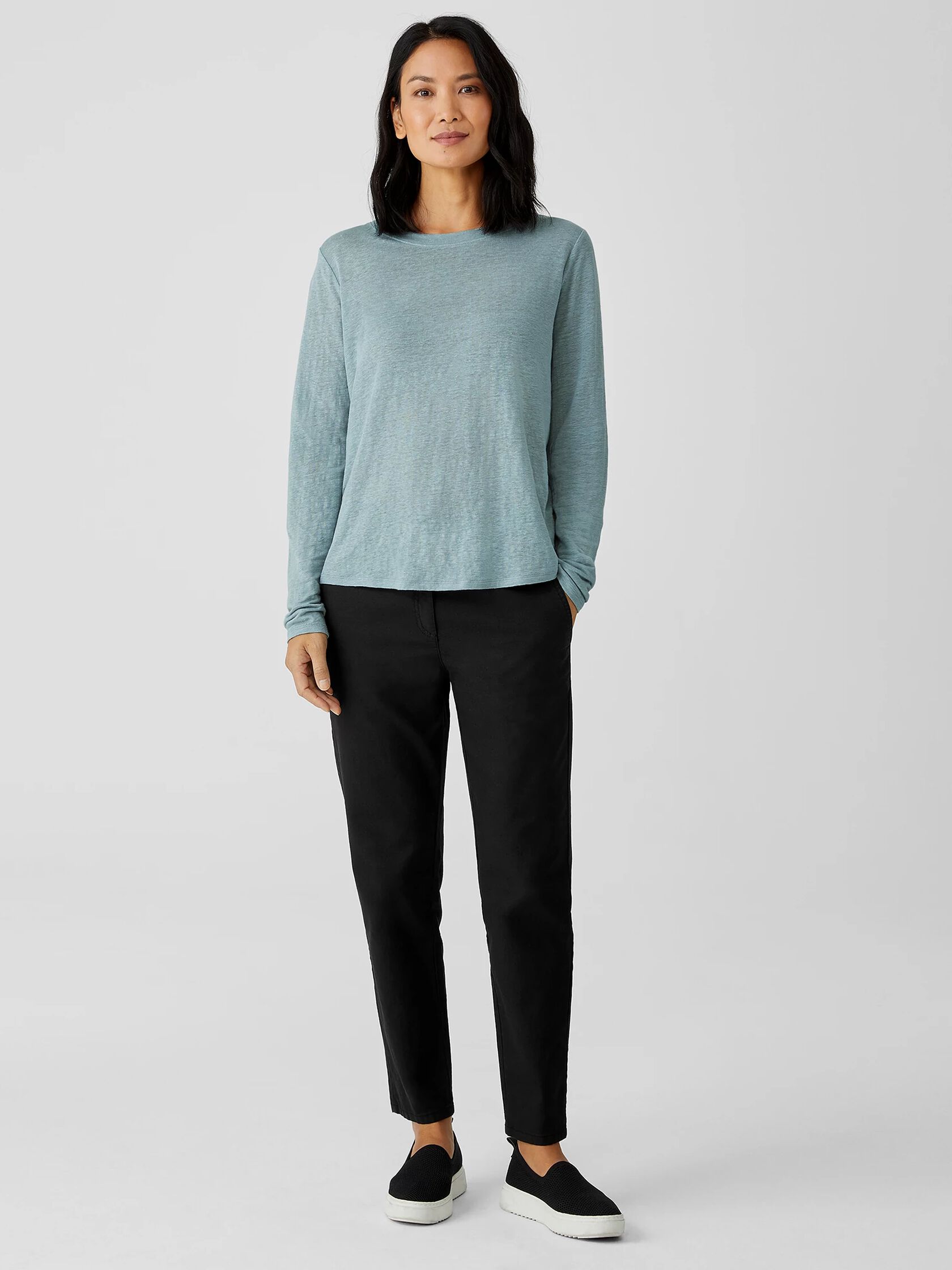 Organic Linen Jersey Crew Neck Top