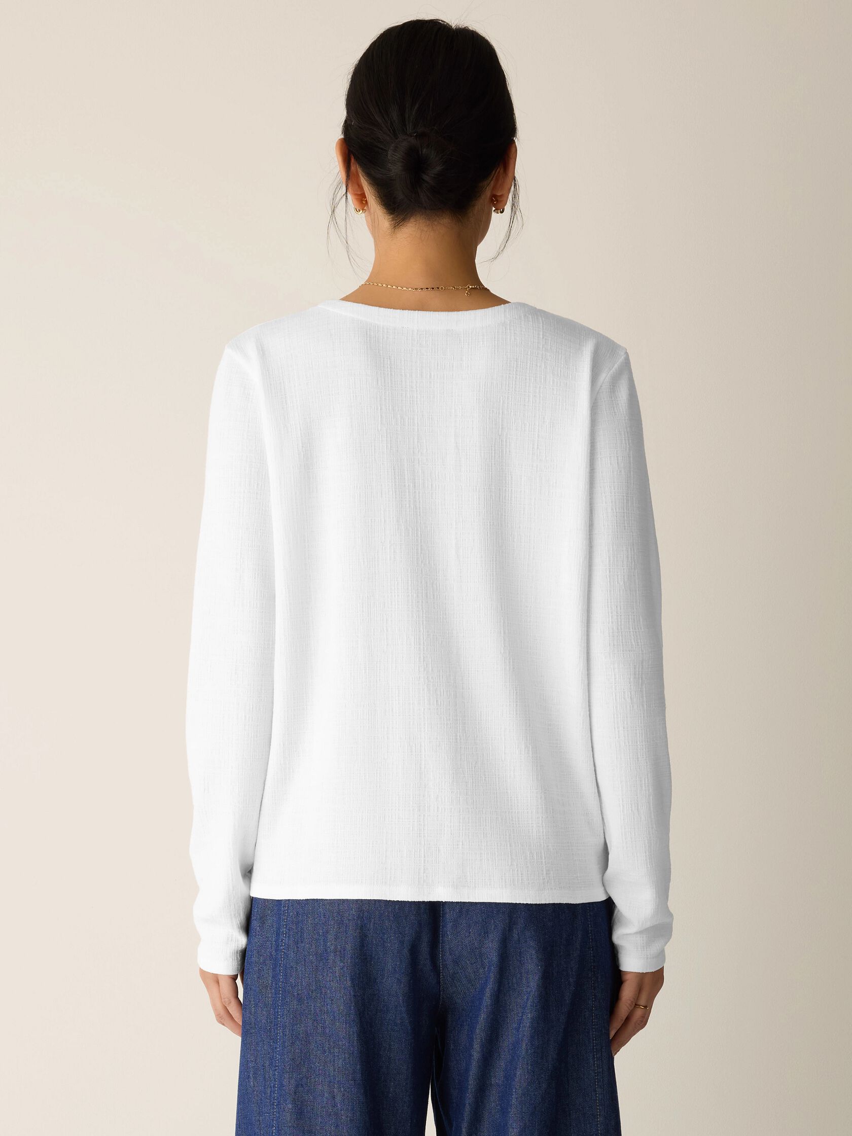 Cross Hatch Stretch Jersey Button-Front Top