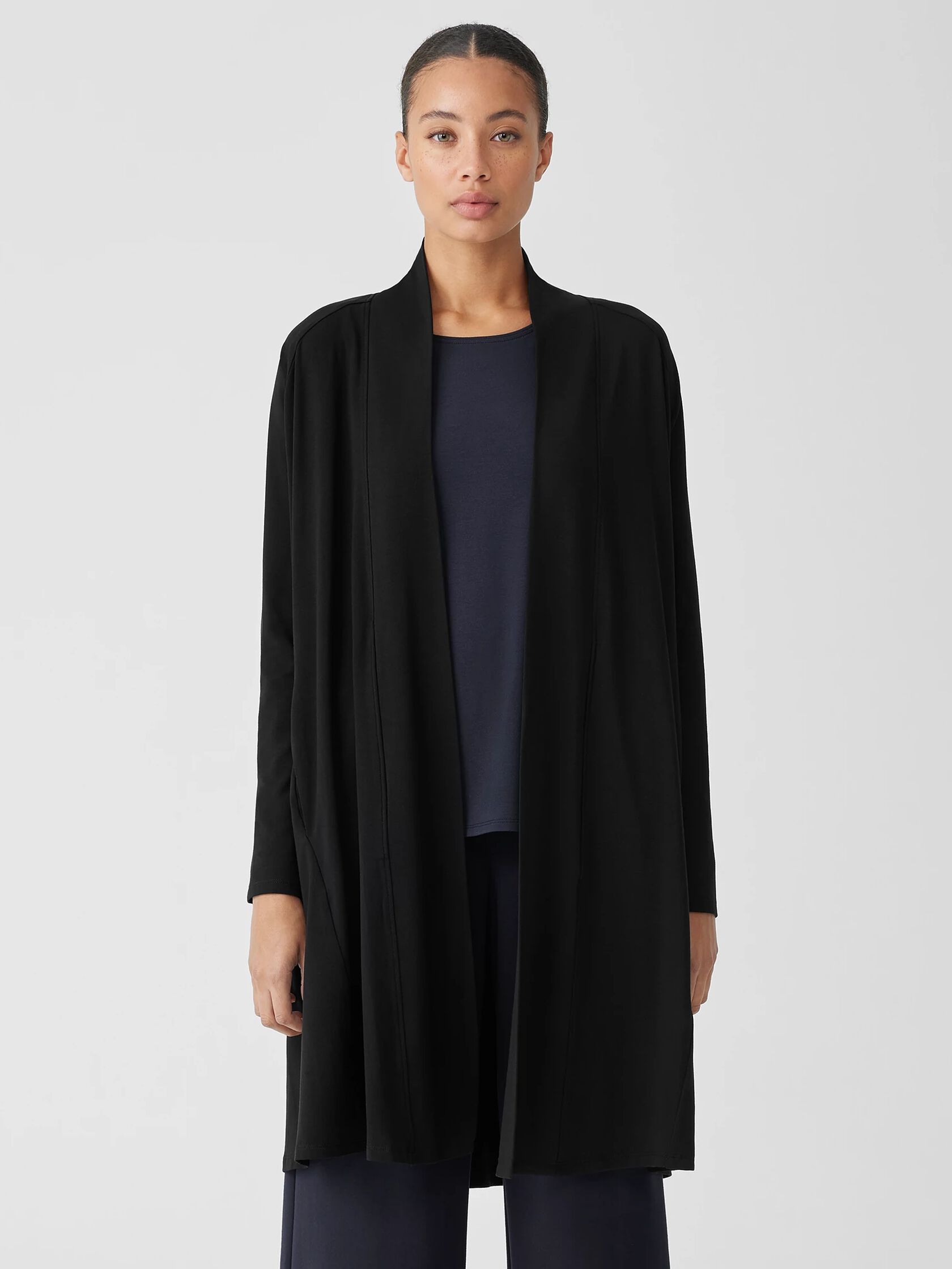 Stretch Jersey Knit Long Jacket