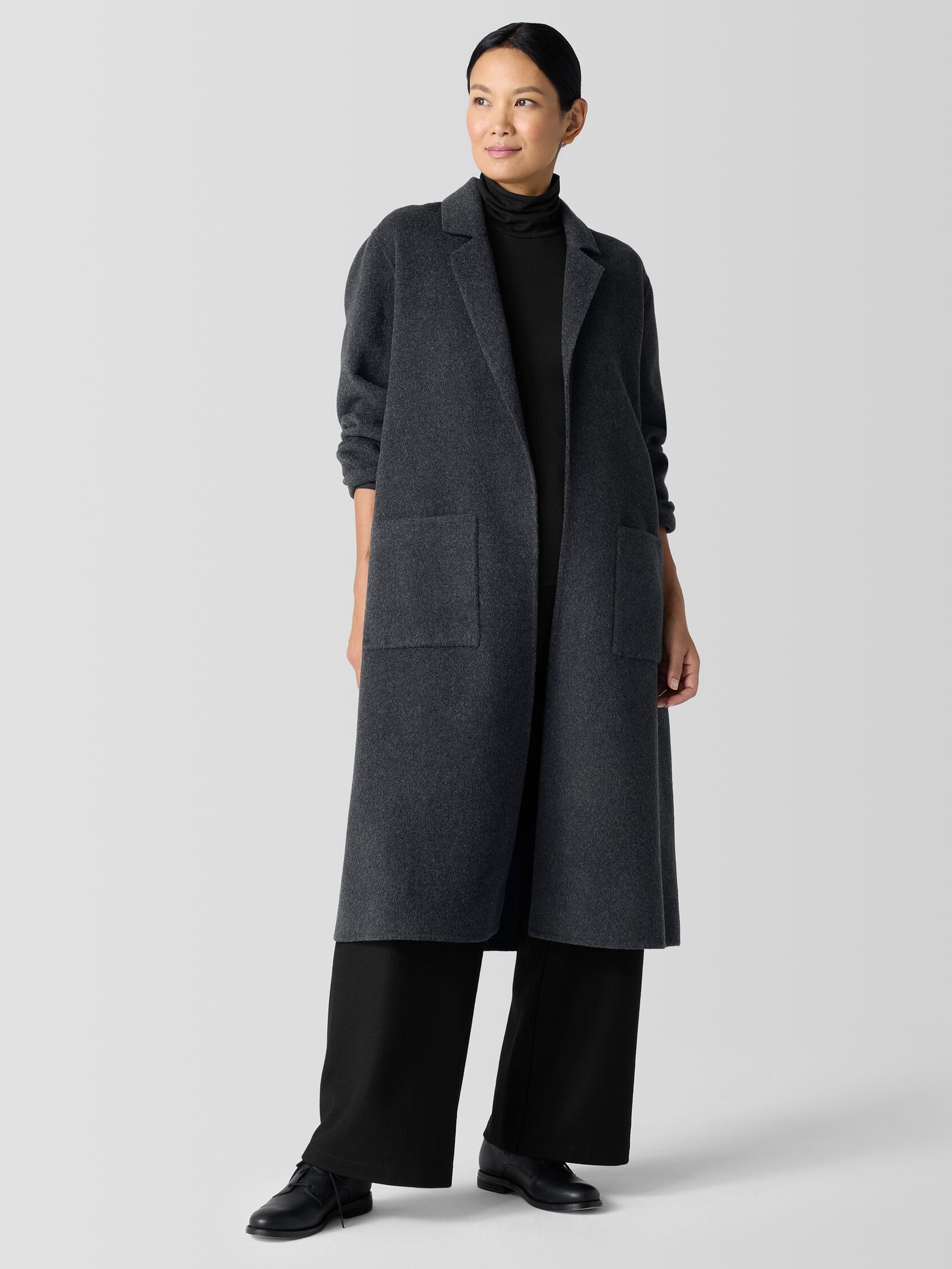Doubleface Wool Cloud Notch Collar Coat
