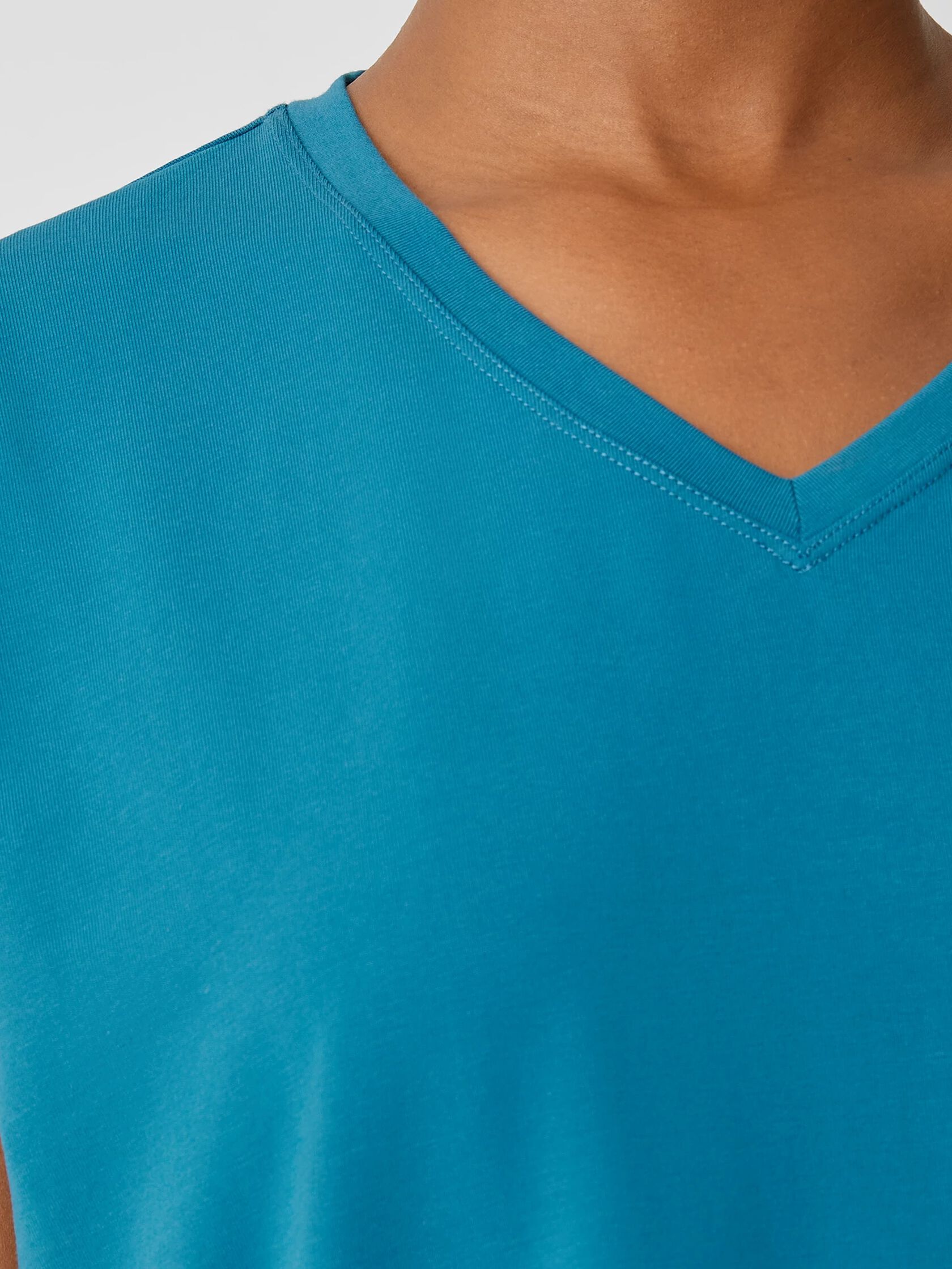 Pima Cotton Stretch Jersey V-Neck Dress