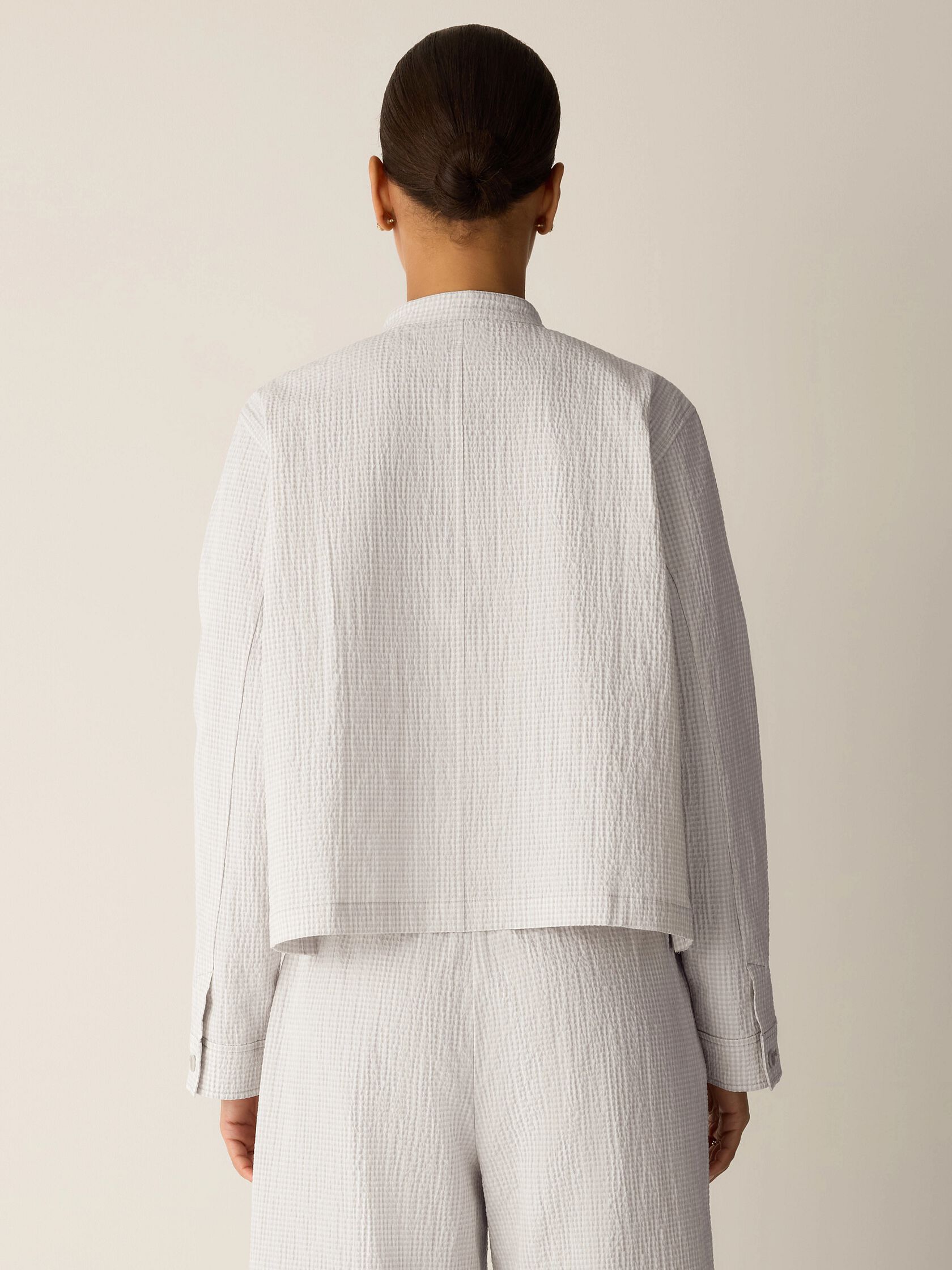 Organic Cotton Pucker Check Shirt Jacket