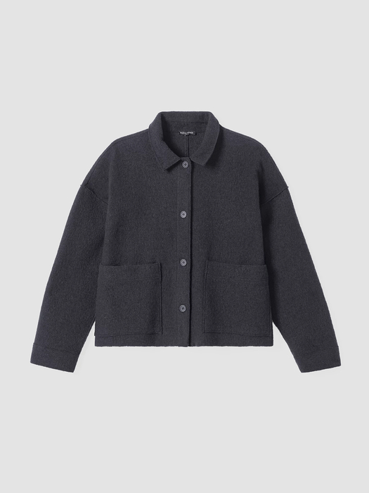 Lightweight Boiled Wool Classic Collar Jacket in Regenerative Wool