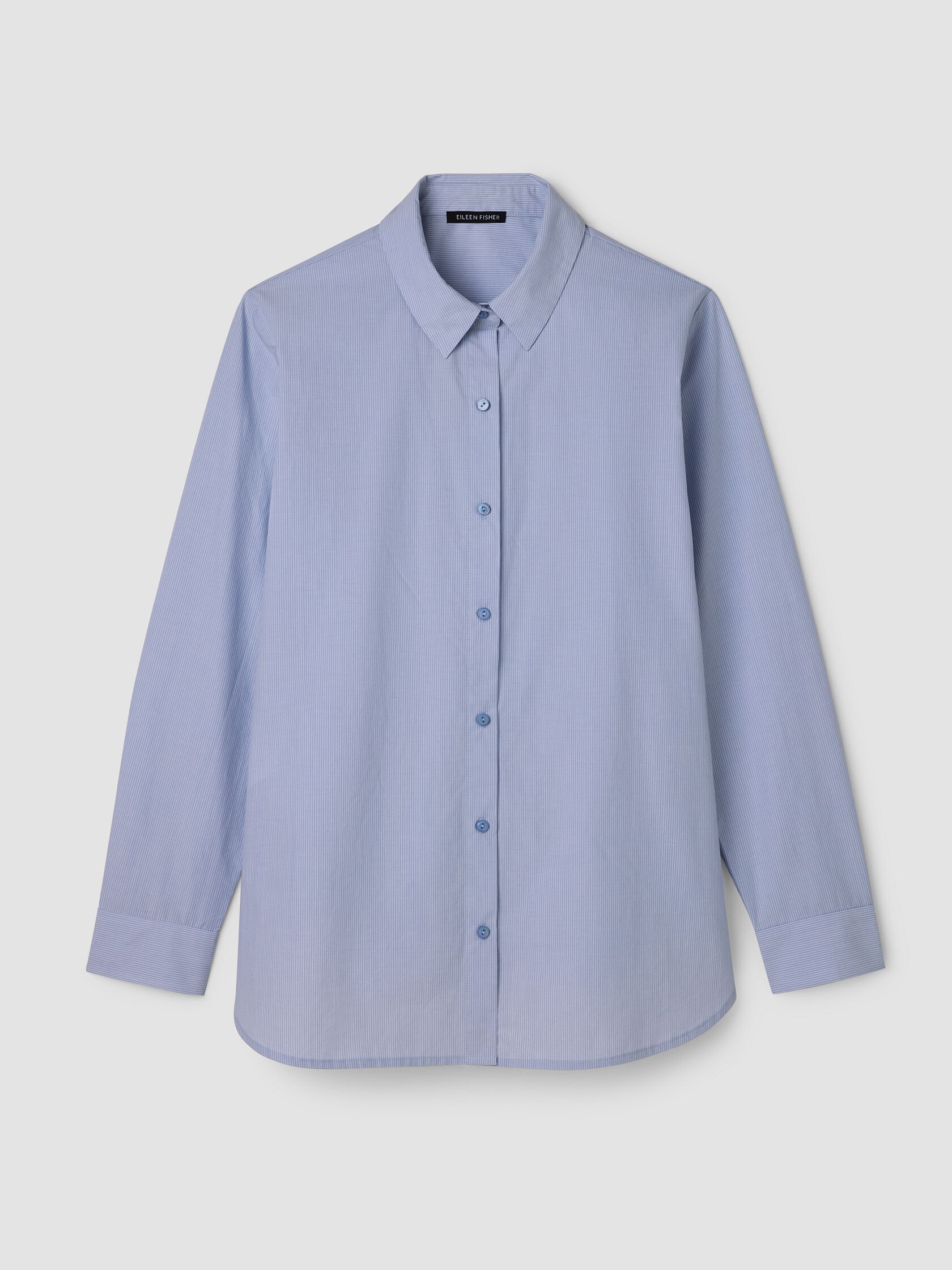 Striped Organic Cotton Poplin Classic Collar Shirt