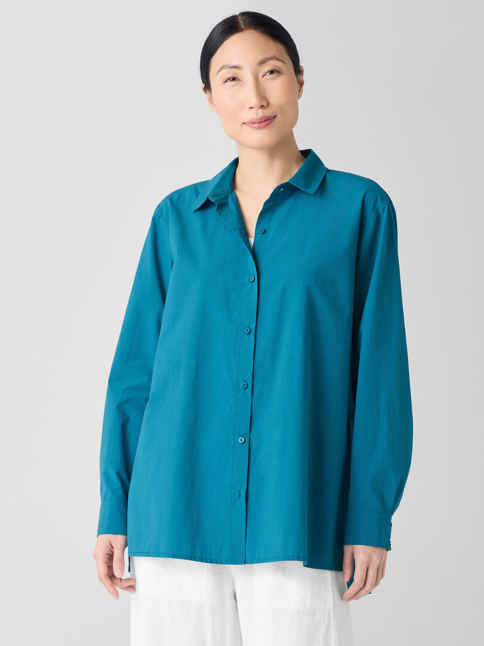 Washed Organic Cotton Poplin Classic Collar Shirt